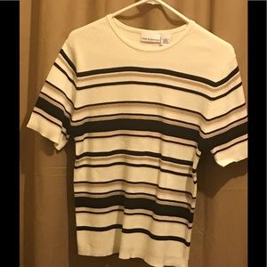 Croft & Barrow XL stripe sweater neutral B&W & tan
